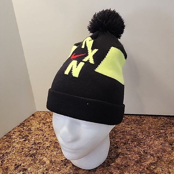 Nike Cross Country Nationals Adult One Size Black Yellow Knit Acrylic Reversible - Picture 1 of 11